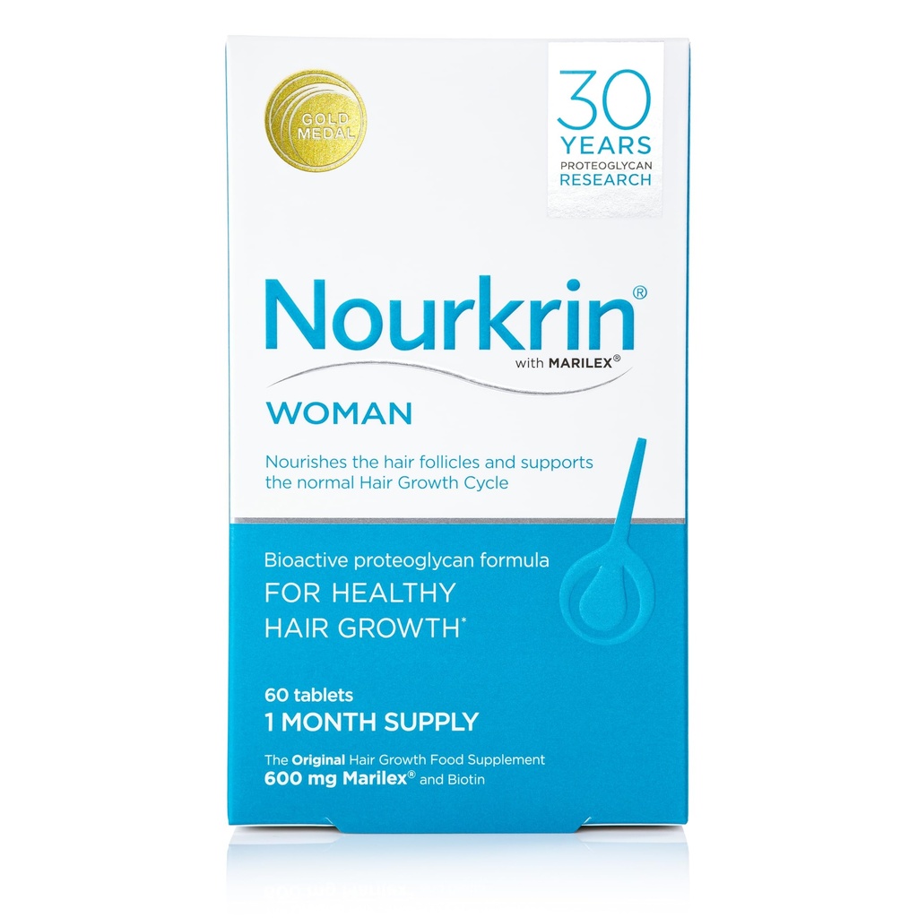 Nourkrin Vrouw voor gezonde haargroei voedingssupplement met Marilex, biotine en siliciumdioxide 60 tablet verpakking (1 maand levering)