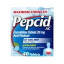 Pepcid AC Maximale sterkte Heartburn Relief Tablets, OTC Medicine Voorkomt & Relients Heartburn Vanwege zuur indigestie & Sour Mtomach, 20mg Famotidine Acid Reducer, ICY Cool Mint, 40 st.