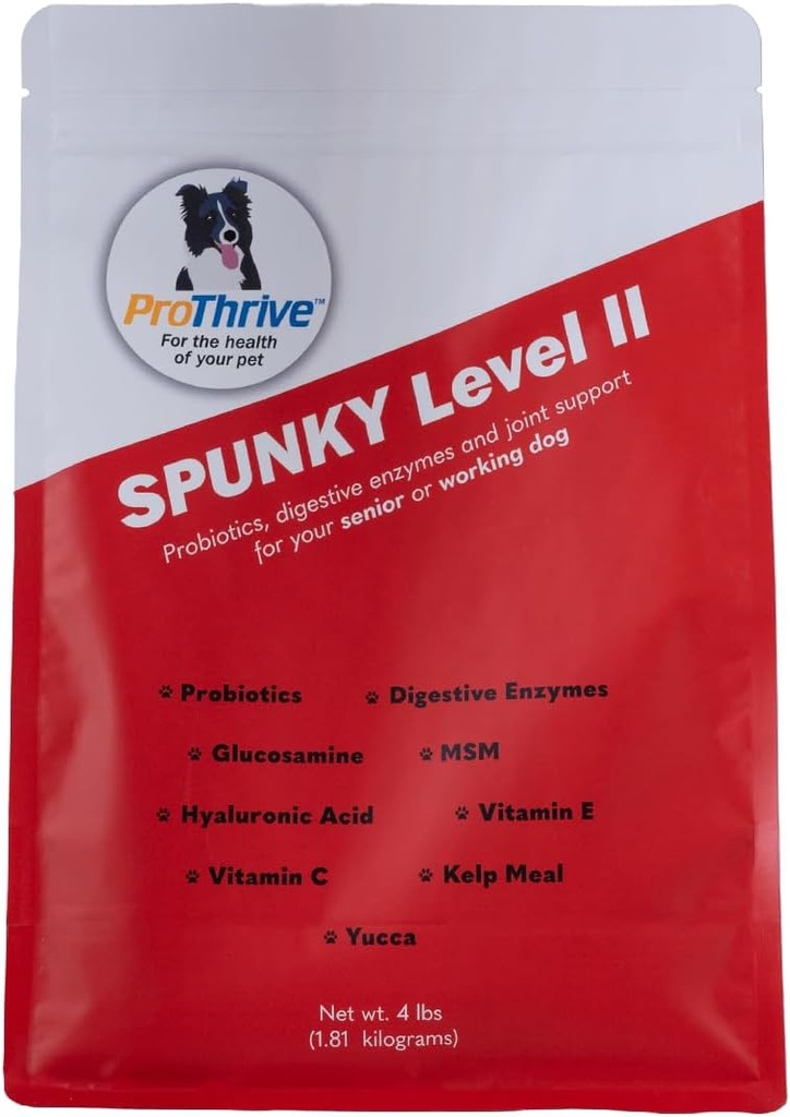 Spunky Niveau II Hip en Joint Supplement voor honden, Glucosamine voor honden met MSM, hond vitamines en supplementen helpt spijsvertering, hond gezamenlijke supplement - 4LB