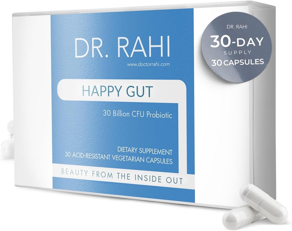 Dr. Rahi Probiotica Dagelijkse DF 30 miljard CFU Probiotic Gut Support Supplement, 30 zuurbestendig capsules, Probiotica voor de spijsvertering gezondheid, Gut Health voor vrouwen/mannen, Ondersteuning Gut Motility -Happy Gut