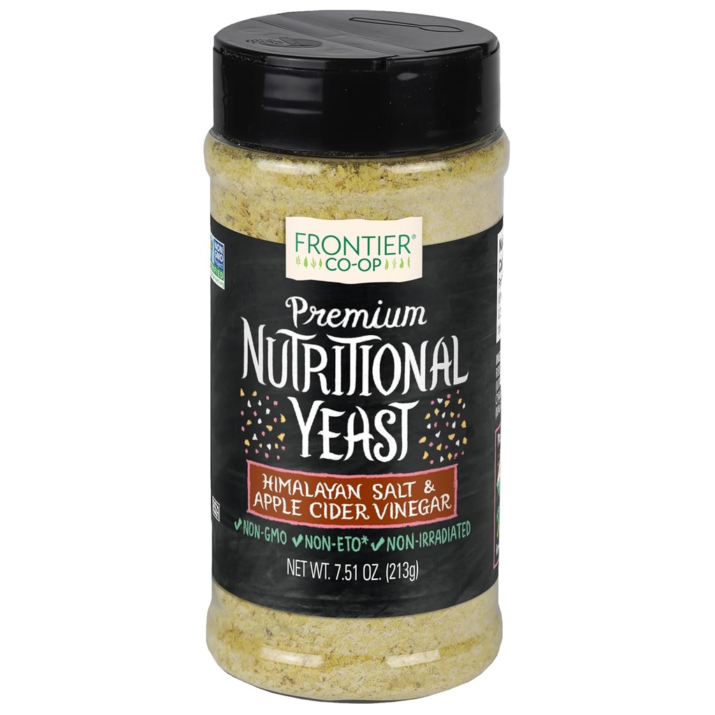 Frontier Co-op Himalaya Salt & Vinegar Nutritional Gist Blend with Vitamin B12 7.51 oz - For Popcorn, Snacks, Pasta, and Sup