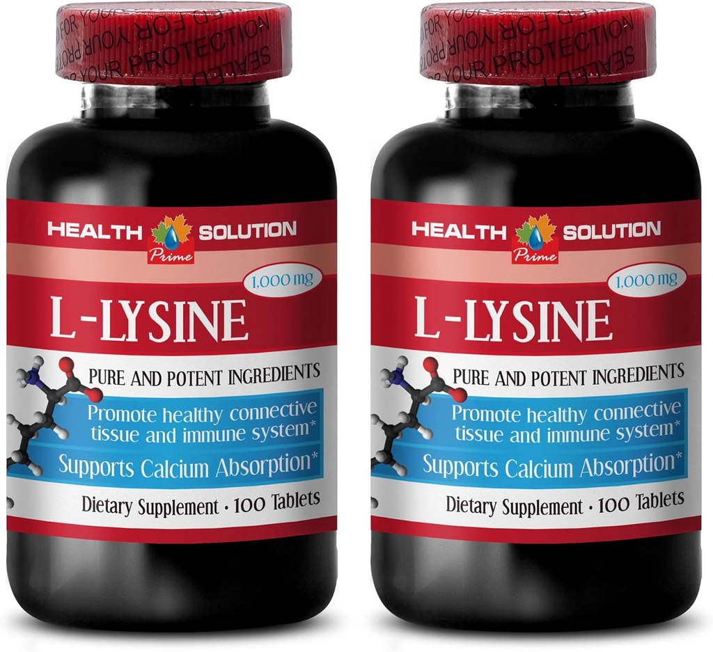 L-lysine 1000 mg tabletten - L-lysine 1000MG - Promoot gezonde huid - l-lysine tabletten - l-lysine 1000mg tabletten - l-lysinesupplement - l-lysinezalf - lysine 1000mg tabletten, 2 flessen 200 tabletten