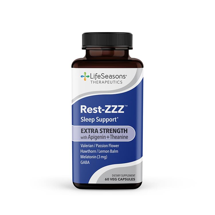 Rest-ZZ Extra Strength - Supplément de soutien du sommeil - Asleep d'automne et asleep de séjour - Calme le système nerveux - Naturellement Ease tension musculaire et l'agitation - faible dose Mélatonine GABA et camomille - 60 capsules