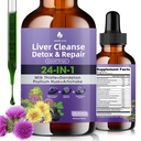 Liver Cleanse Detox & Repair Liquid Drops - Milk Thistle, Dandelion, Psyllium Husk & Artichoke Supplement for Liver Health & Digestion - Sugar-Free Vegan Extract, 2 Fl Oz (30 Servings)