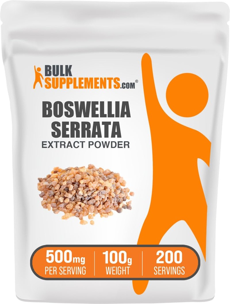 BulkSupplements.com Boswellia Serrata Extract Powder - Boswellia Supplément, de la résine Frankencens - Vegan & sans gluten, 500mg par portion, 100g (3,5 oz) (paquet de 1)