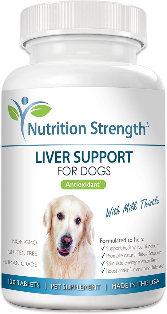 Leverondersteuning voor honden om natuurlijke ontgifting te bevorderen, met melkdistel voor honden, paardenbloemwortel, gele dock, brandnetelwortel, St. John's Wort & Coenzyme Q10, 120 kauwtabletten