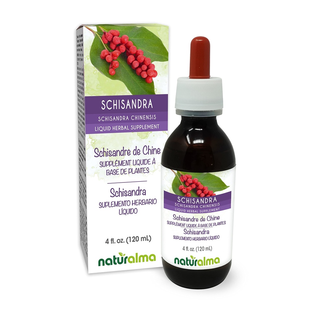 Naturalma Schisandra (Schisandra chinensis) Fruit Alcoholvrije Tinctuur - 4 fl oz Liquid Extract in druppels - Kruidensupplement - Veganistisch