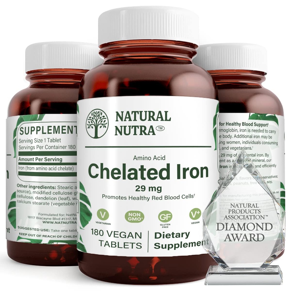 Natuurlijke Nutra chelated ijzer supplement voor mannen en vrouwen, Nails gezondheid, bevordert optimale absorptie, helpt verbeteren van het ijzerniveau, handhaven lichaam Fulide, helpen om haar groei, huidgezondheid, 180 tabletten verbeteren