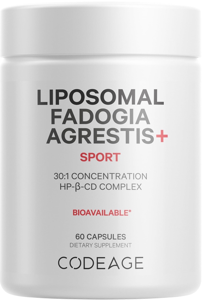 Codeage Liposomale Fadogia Agrestis 600mg Supplement - Fadogia Agrestis 30:1 Extract, Vitamine D3, Zink, Fenegriek, BioPerine Black Pepper - 2-maand levering - Liposomale levering - Non-GMO, 60 capsules