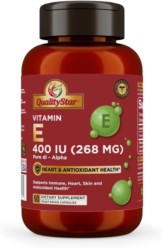 Vitamine E Capsules for Immune, Heart, Skin, & Antioxidant Health - 100% Vegan Once Daily Capsules 90 Capsules of 400 IU (268 mg)