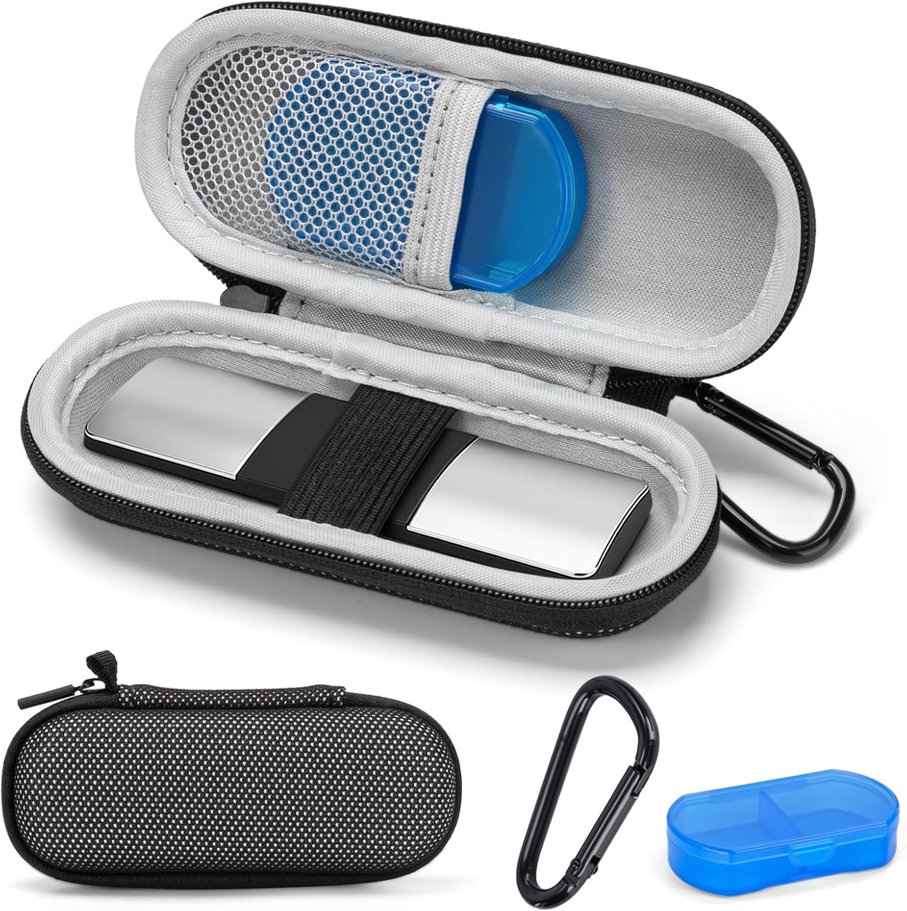 Case for KardiaMobile 1L 6L Personal ECG Monitor, Hard Travel Carrying Case for AliveCor Kardia Heart Monitor ECG/ECG, Portable Heart Rate Monitor Bag Storage Organizer with Pill Box & Carabiner Clip