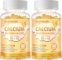 Calcium Magnesium Zink Gummies met Vitamine D3 & K2 - Hoge Potentie Verbeterde Absorptie -120 Oranje Gummies Gearomatiseerd