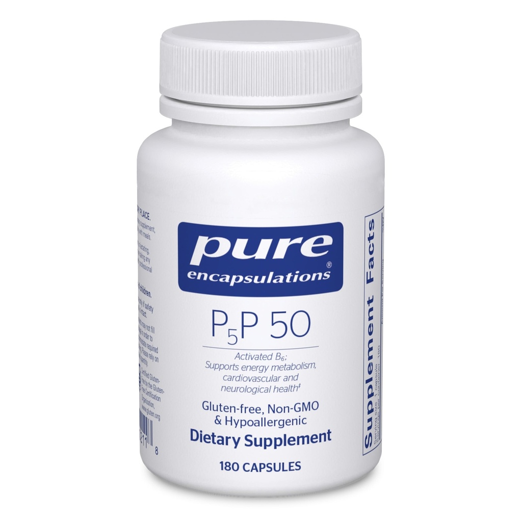 Pure Encapsulations P5P 50 - Actieve Vitamine B6 - Ondersteunt het energiemetabolisme en de gezondheid van het brein* - Glutenvrij & niet-GMO - 180 capsules