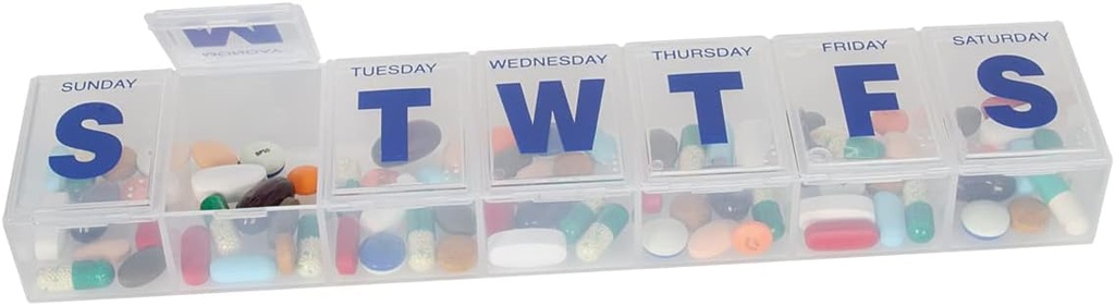 EZY DOSE Weekly (7-Dag) Pill Case, Medicine Planner, Vitamine Organizer Box, 3X-Large Compartments om veilig recept Medicatie en voorkomen dat per ongeluk morsen, Clear Lids, BPA vrij