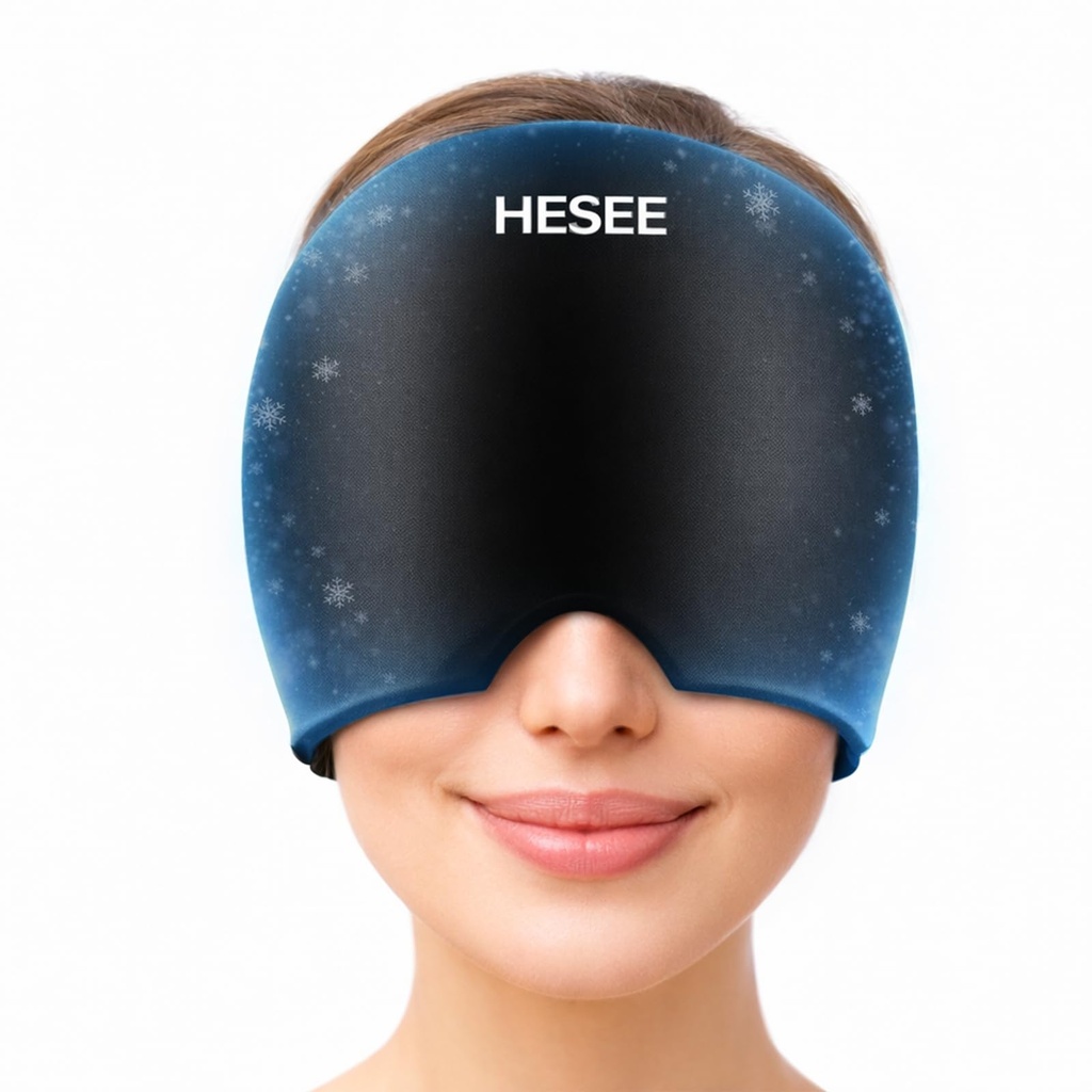Cap de soulagement de la migraine, Chapeau de soulagement des maux de tête pour la migraine Cap, Thérapie chaude et froide, Masque des yeux de maux de tête pour le soulagement du stress, Enveloppe de tête de pack de glace pour Sinus, Yeux puants, Tension,Noir