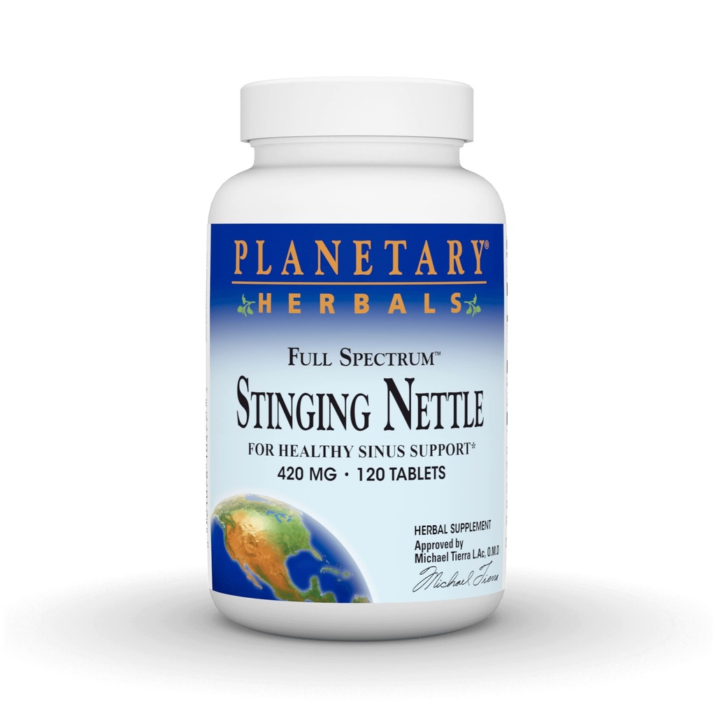 Planetaire kruiden Volledige Spectrum Stinging Nettle, voor gezonde Sinus ondersteuning* 420mg - 120 tabletten