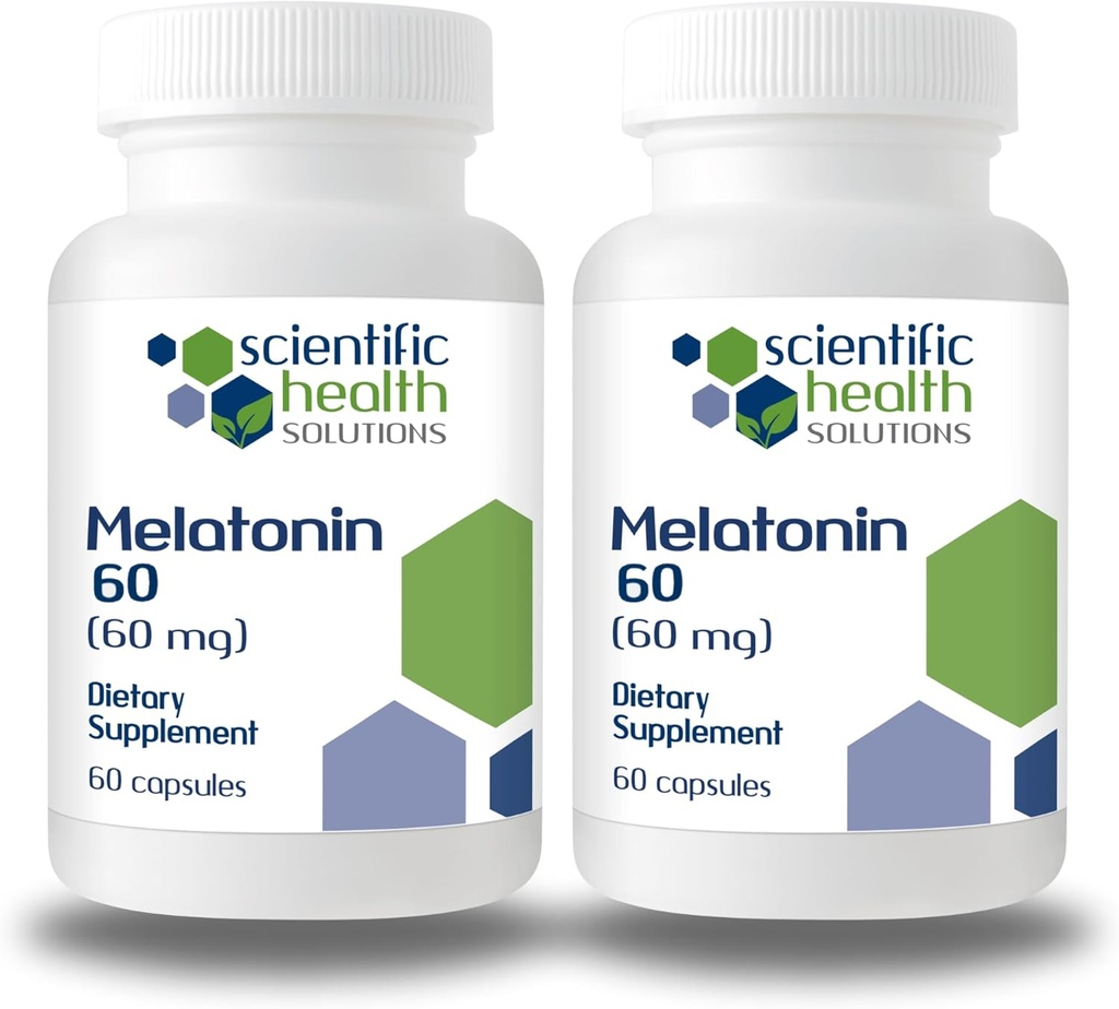 Melatonine 60mg - Mélatonine à haute dose dans des capsules faciles à avaler - Vegan, non-OGM et sans gluten -mélatonine de force supplémentaire américaine (2-pack)