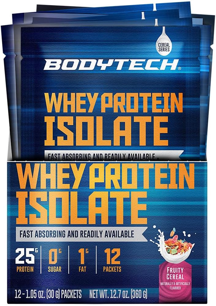 BODYTECH Poudre isolate de protéines de lactosérum - Céréales fruitées (douze fois 1,04 oz.