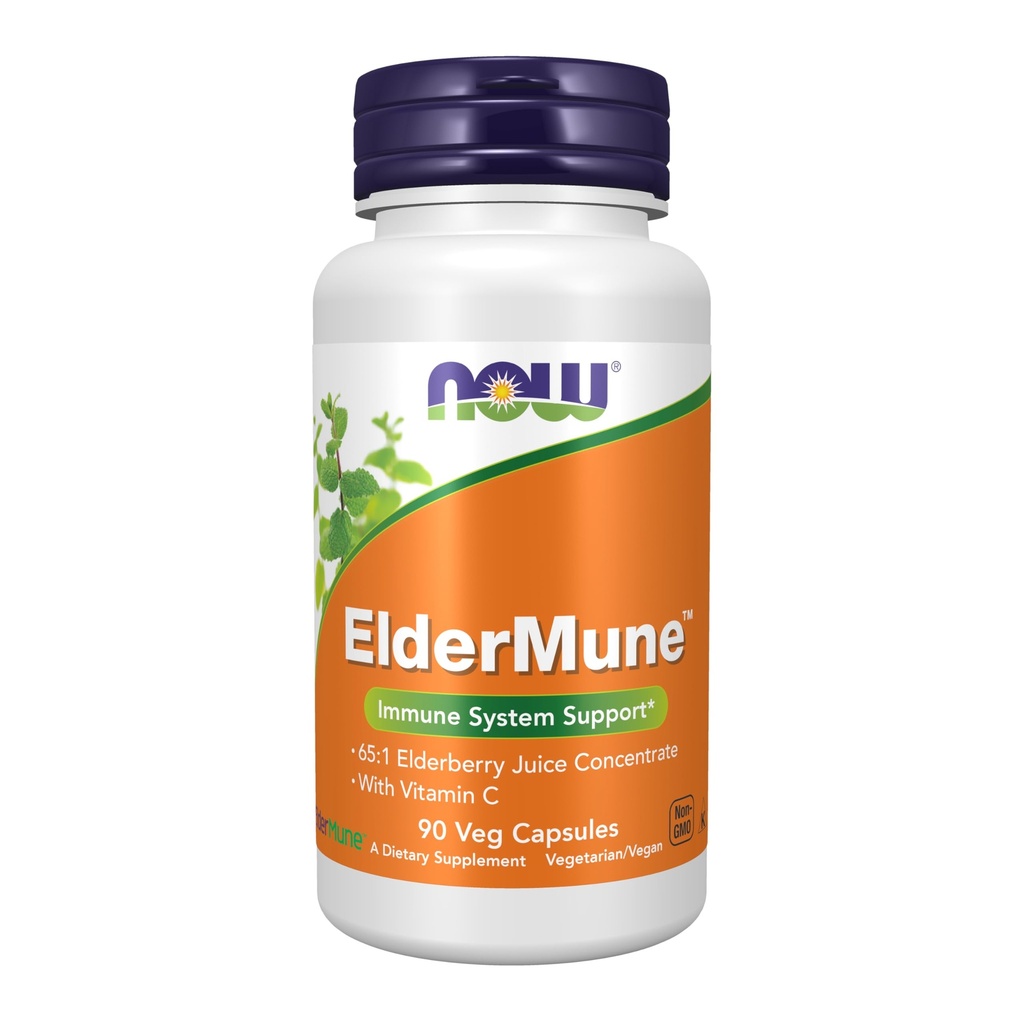 NU Foods Supplementen, ElderMune 65:1 Vlierbes sap concentraat met vitamine C, Immuun systeem ondersteuning, 90 Veg capsules