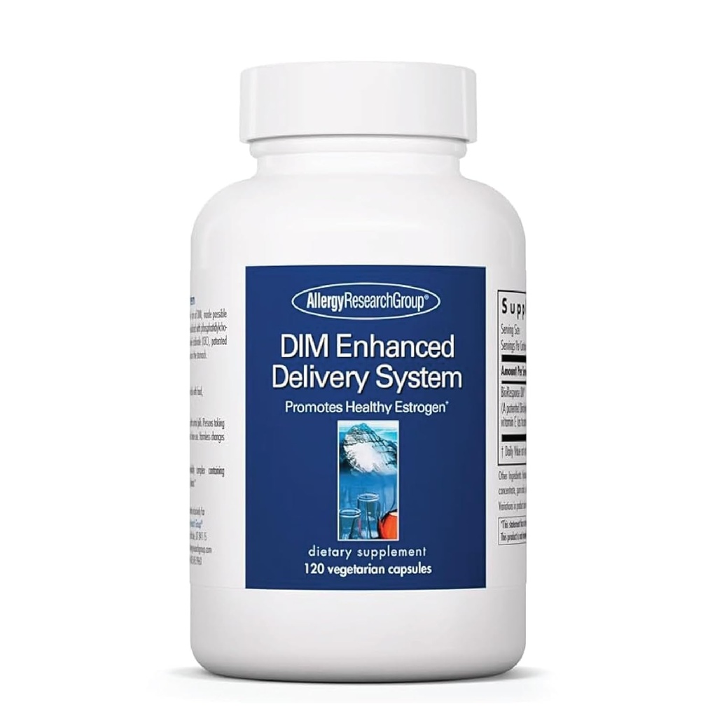 Groupe de recherche sur l'allergie Système de livraison amélioré DIM - Supplément DIM pour les femmes, Supplément estrogénique pour les femmes et les hommes, Diindolylméthane pour l'équilibre hormonal, soutien à la ménopause - 120 capsules végétariennes