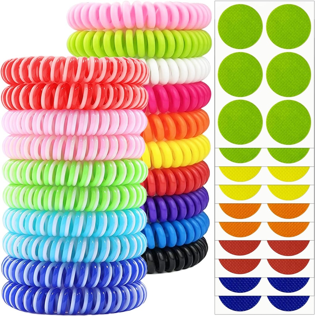 Muggen Afstotende Armbanden 20 Pack, Individueel Ingepakt Mosquito Afstotende Bands met 60 stuks Mosquito Afstotende Stickers Patches, DEET Gratis Insect Bug Afstotende Polsbandjes voor Volwassenen Kinderen