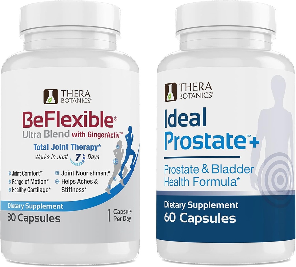 Therabotanics BeFlexible Ultra Joint Support Supplément et Ideal Prostate Powerful Prostate Supplément pour hommes