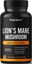 Natgrown Lions Mane Mushroom Supplement Capsules - Biologische Leeuwen Mane Extract Nootropic Brain Supplement voor mannen & vrouwen - Bevordert geestelijke helderheid, focus en geheugen - Vegan Pillen