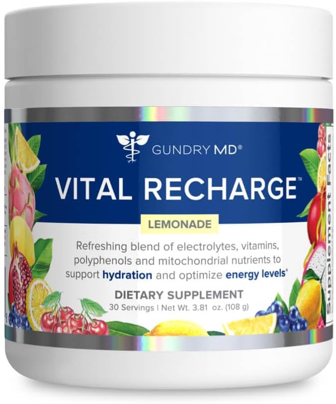 Gundry MD Vital Recharge Supplement Powder - Advanced Energy Formula with Electrolytes - Ondersteunt ATP Supply - 30 Servings