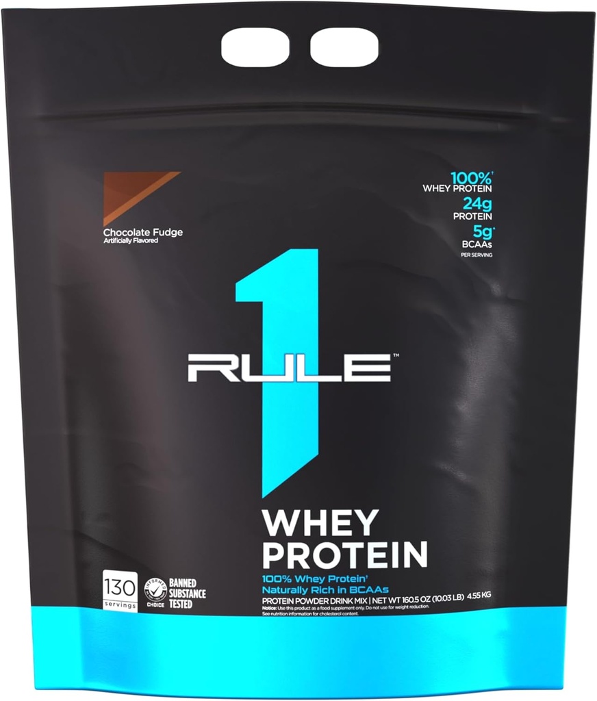Règle 1 Protéines de lactosérum – Protéines à action rapide de 24g provenant de sources de lactosérum avec des AAE et BCAA qui se produisent naturellement pour la récupération d'entraînement ou à tout moment (10 livres*, fudge de chocolat)