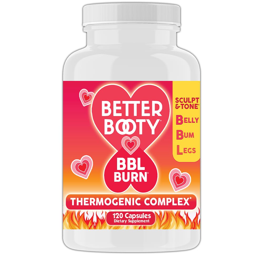 Betere Booty BBL Burn Thermogenic Complex Capsules, Tone & Sculpt Belly, Bum + Legs w. Garcinia Cambogia, Guarana, Green Tea Ext, ALA, & Cayenne Pepper Supplement (120ct, 60 Servings)