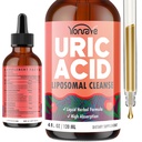 Gouttes d'acide liposomale Uric, supplément de cerise tart avec graines de céleri et extrait de boswellie – Muscle, detox, articulaire et rein, supplément liquide de nettoyage d'acide Uric – 4 FL OZ (1 bouteille)