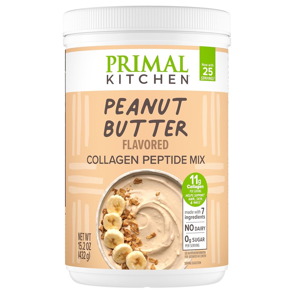 Primal Cuisine Beurre d'arachide Flacon Collagène Fuel® Mélange de boisson, Collagène Peptides, Pas de laiterie, 14.3 Ounces