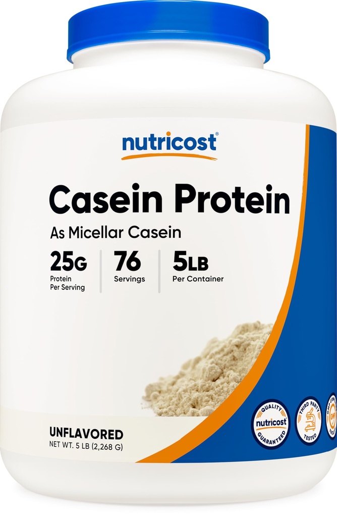 Poudre de protéines de caséine Nutricost 5lb - Caséine micellaire, non-OGM, sans gluten (non aromatisée)