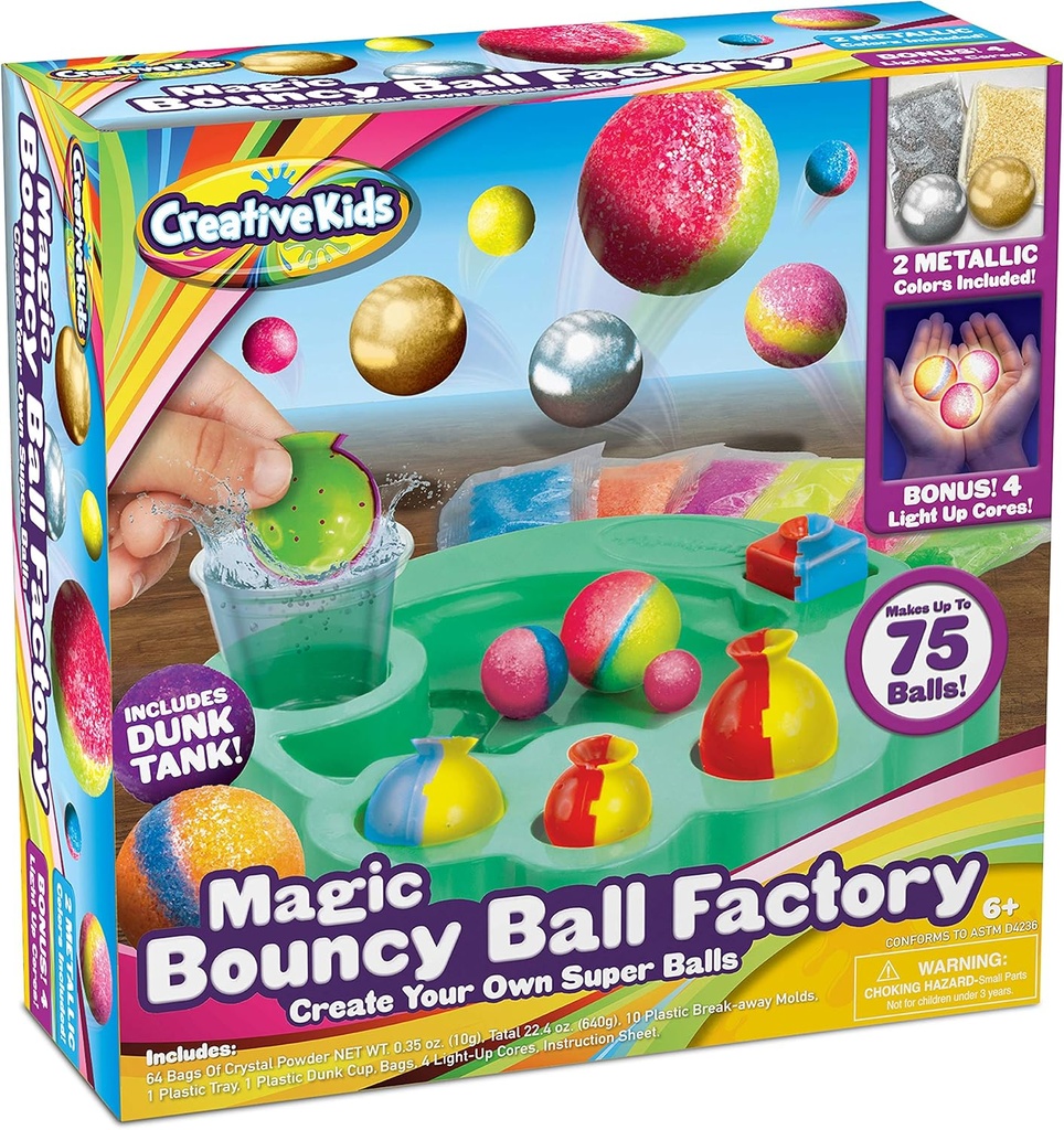 Magic Bouncy Ball Factory Set - Maak 75 Prachtige DIY Bouncy Ballen, Lichte-Up Magische Ballen! Science Kits for Kids, Perfect voor Wetenschapsprojecten en Wetenschapsfeesten!