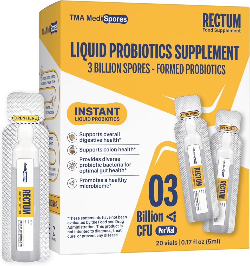 Rectum Soil Based Probiotic Liquid Support Gut Health*: Maagverlossing, Effect op opgeblazen gevoel, Immune & Support Lang aanhoudende spijsvertering,Dagelijks drinken voor volwassenen/kinderen,20 injectieflacons (3 miljard CFU/injectieflacon)