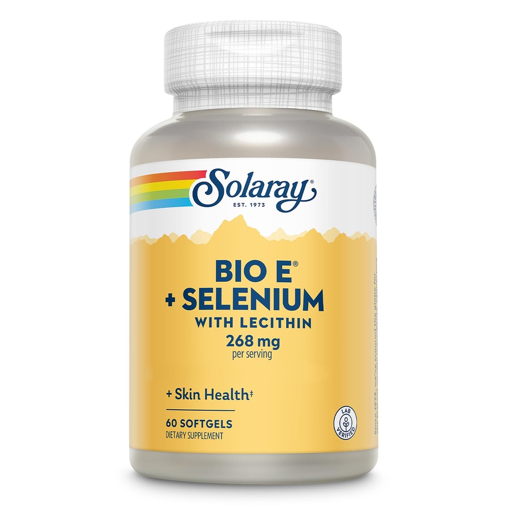 Bio Vitamin E 400 IE (268 mg) met Selenium 100 mcg en Lecithin - Thyroid Support, Antioxidant en Immuun Support Supplement, Hoge Absorptie, Lab geverifieerd, 60 dagen garantie, 30 porties, 60 Softgels