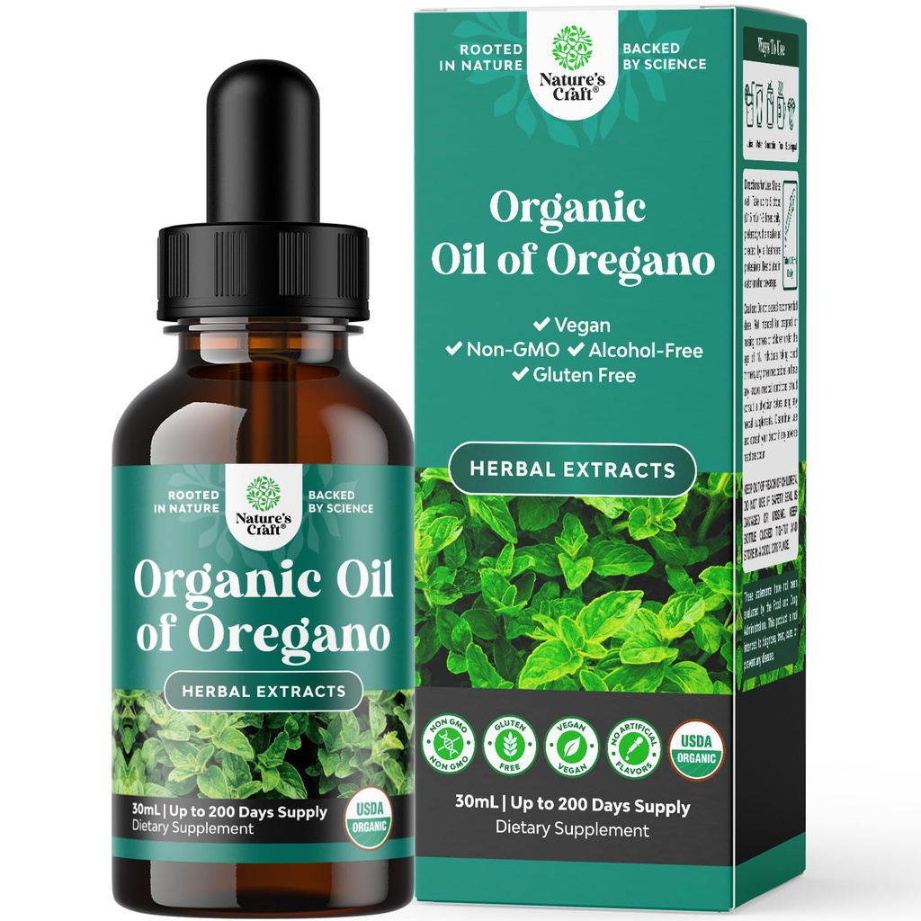 Biologische oliedruppels van Oregano - Supergeconcentreerde vloeibare olie van Oregano met Carvacrol 60% voor digestie en immuunondersteuning - Liquid Herbal Extract Tinctuur voor Immune Strength & Healthy Intestines - 30 ml