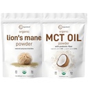 Micro Ingrediënten MCT Oliepoeder met Prebiotic Fiber & Lions Mane Mushroom Supplement Powder Bundle 2 Pack 