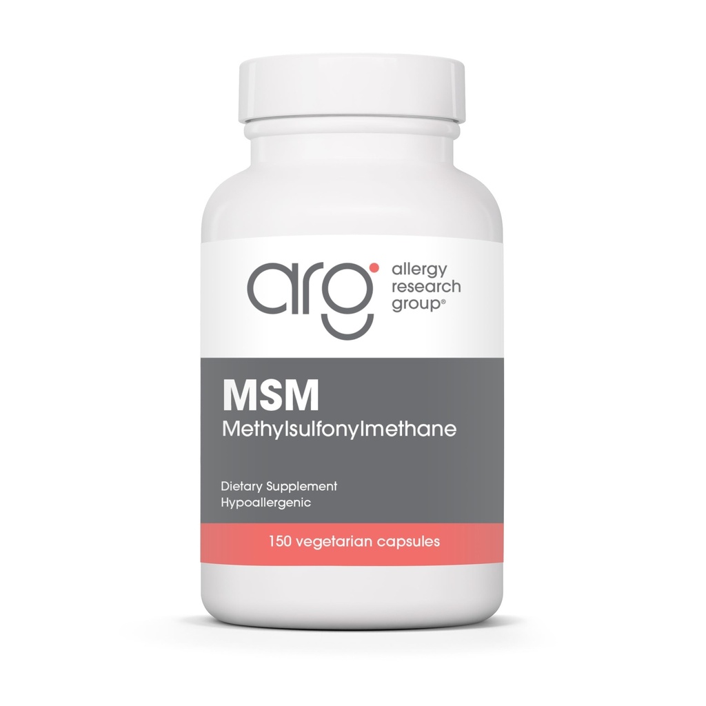 Allergy Research Group MSM Supplement - MSM Powder Capsules for Hair Growth, Methylsulfonylmethaan for Healthy Hair, Skin & Nails, 500 mg Per Serving - 150 Vegetarian Capsules