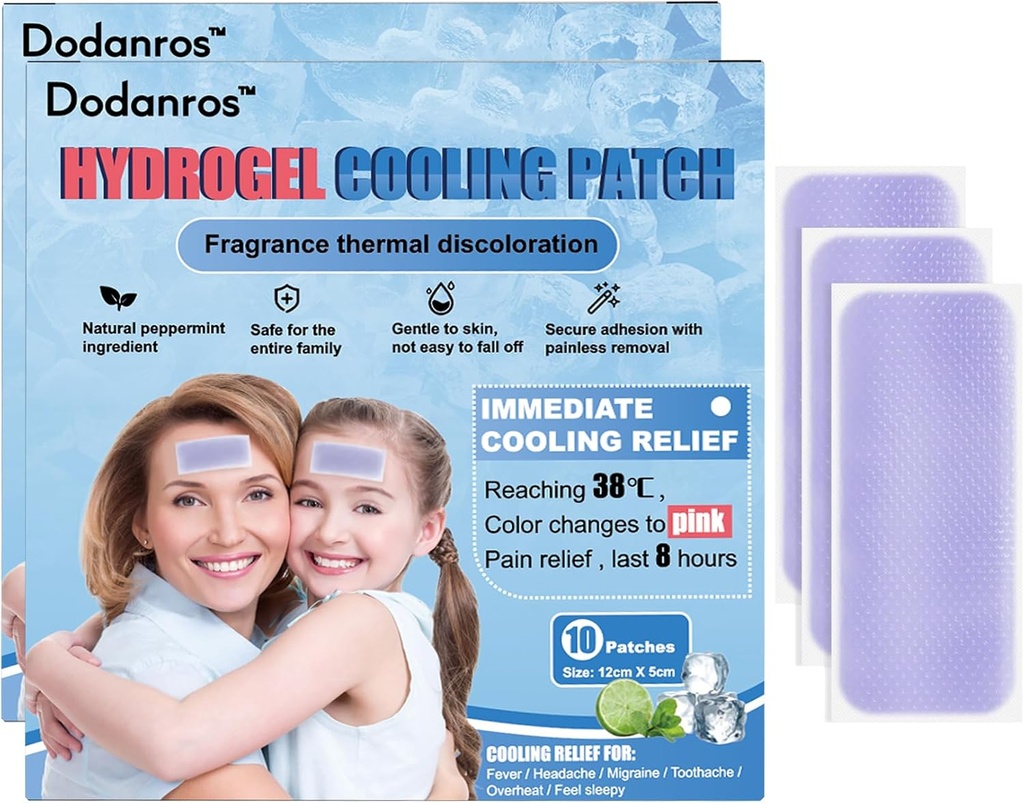 20 Vellen hydrogel Koorts Patches voor kinderen & volwassenen Koorts Ongemak & pijn verlichting, Cooling Relief Fever Reducer(12 * 5cm