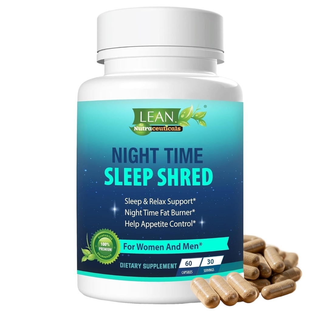 Gewicht verlies slaaphulp nacht verscheurd snelle vet brander, Melatonine L-theanine Cla Ashwagandha Valeriaan wortel 5HTP pil, Apetite Suppressant Metabolisme Booster Calm Supplement voor vrouwen Mannen, 60 Capsule