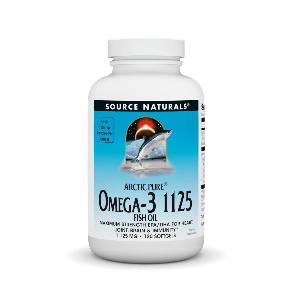 Bron Naturals ArcticPure Omega-3 Visolie 1125mg Ultra Potentie Maximale sterkte EPA + DHA voor hart, gewrichten, hersenen & Immune Health - 120 Softgels