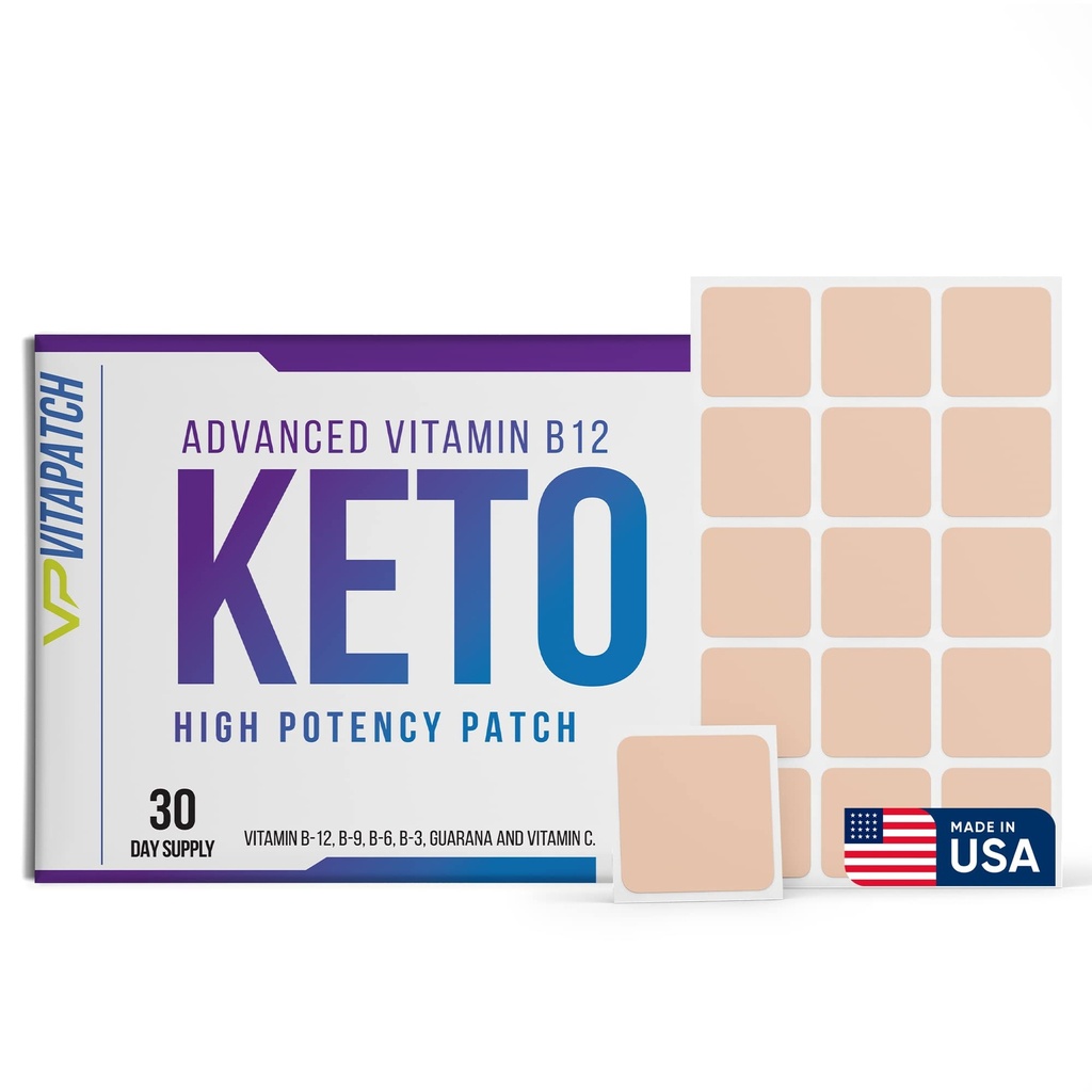 Keto Patch met B12 methylcobalamine en vitamine Guarana B12 Patch voor energie - 30 dagen levering Keto & vitamine B12 Patches - Made in The USA
