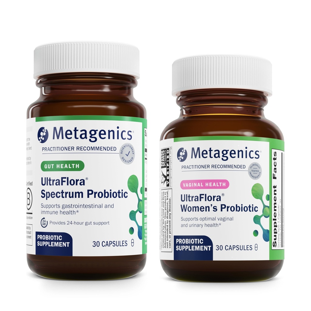 Ensemble Métagénique - UltraFlora Spectrum (30 comtes) et UltraFlora Women (30 comtes) - pour la santé digestive, immunitaire et vaginale