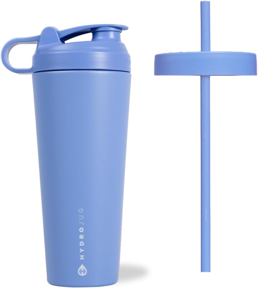 Coupe Shaker en acier inoxydable HydroJug 24oz - parfait pour les shakes protéiques, boissons pré-entraînement, café glacé - mélange facile, aspirateur isolé, support de tasse compatible, sans BPA - garde la température pendant les heures