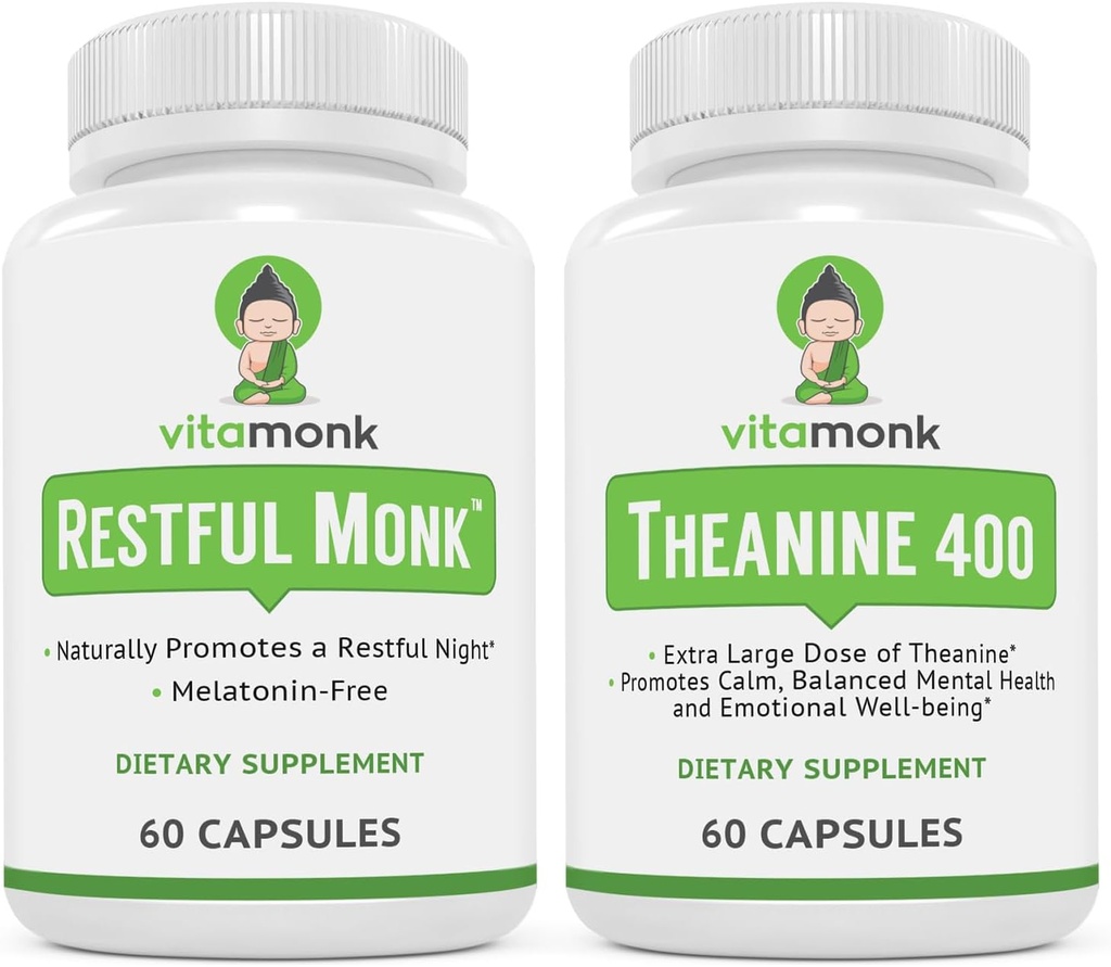 Mélange de sommeil VitaMonk et L-Theanine: Melatonine Aide au sommeil et groupe de relaxation