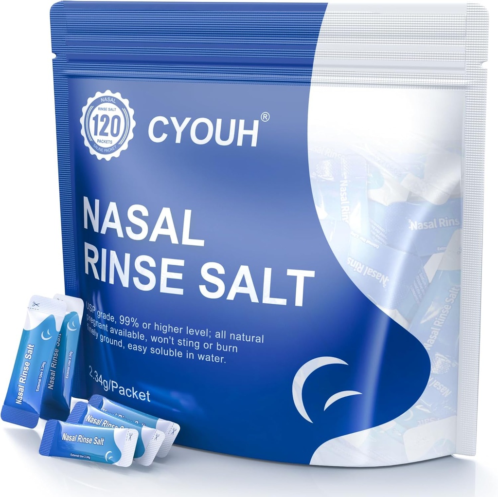 120PCS Zout Saline Packets Sinus Nasal Sinse voor Neti Pot, individueel verpakt 2.34G neuswas Irrigatiesysteem neusreiniger Saline Refill Packets