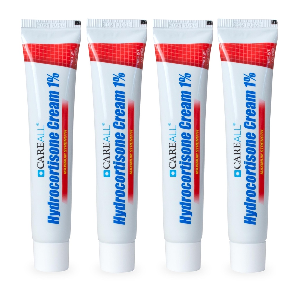 CareAlle Hydrocortison 1%, 1oz Tube (verpakking van 4), Maximale sterkte Anti-Itch Cream, Verlichting van jeuk en roodheid van Bugbites, Eczema, psoriasis, Poison Ivy, Oak en Sumac