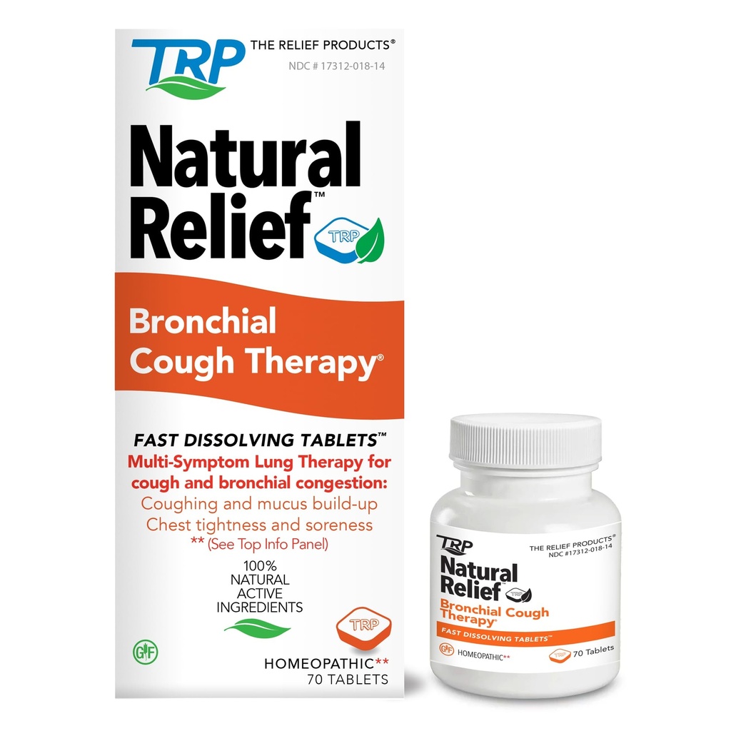 The Relief Products Bronchial Cough Therapy Snelle oplossende tabletten - 100% natuurlijke actieve ingrediënten - 70 Tel.