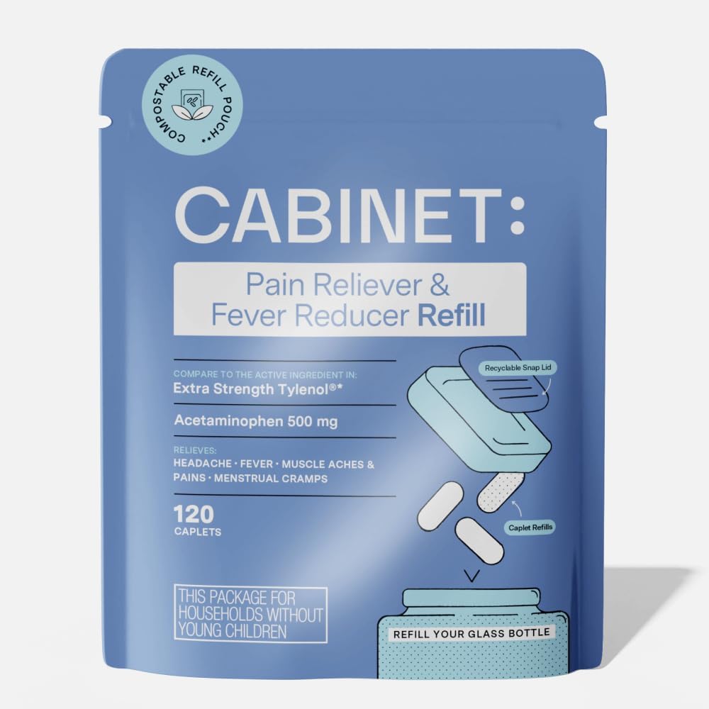 Cabinet : 500 mg d'acétaminophène pour le soulagement des maux de tête, des dents, de la gorge douloureuse et du réducteur de fièvre, 120 comprimés (Remplissage)